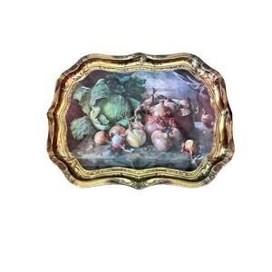 Vintage The Sherwood Studio Metal Autumn Fayre Tray By Patricia Machin